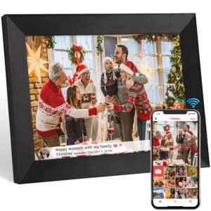 digital picture frame, 10.1 inch wifi digital photo frame 1280x800 ips touch screen photo frame with 16gb storage, auto-rotate, wall-mounted, share photos videos via frameo app anywhere