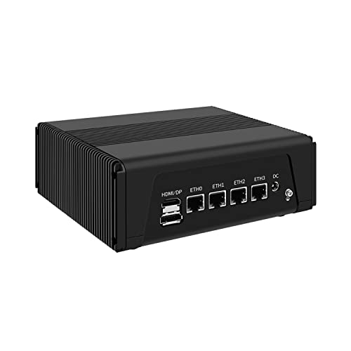 HUNSN Micro Firewall Appliance, Mini PC, VPN, Router PC, AMD Ryzen 7 5825U, RJ11, 4 x Intel 2.5GbE I226-V LAN, Type-C, TF, HDMI, DP, Barebone, NO RAM, NO Storage, NO System