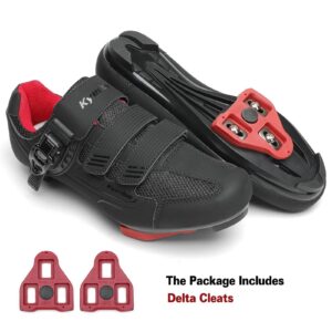Unisex Cycling Shoes Compatible with Peloton Bike Shoes Indoor Clip in Peleton Road Bike Riding Racing Biking Shoes with Delta Cleats for Mens Womens Indoor Outdoor Bike Pedal Size 9.5 All Black