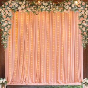 10x10 Peach Backdrop Curtain for Parties Baby Shower Wrinkle Free Peach Photo Curtains Backdrop Drapes Fabric Decoration for Wedding Birthday Party 5ft x 10ft,2 Panels