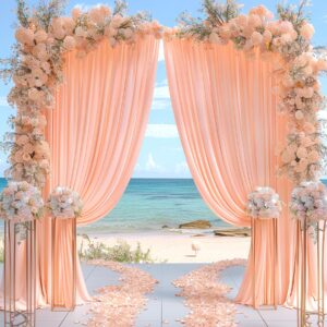 10x10 Peach Backdrop Curtain for Parties Baby Shower Wrinkle Free Peach Photo Curtains Backdrop Drapes Fabric Decoration for Wedding Birthday Party 5ft x 10ft,2 Panels