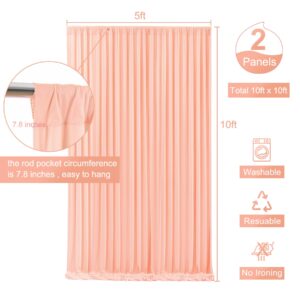 10x10 Peach Backdrop Curtain for Parties Baby Shower Wrinkle Free Peach Photo Curtains Backdrop Drapes Fabric Decoration for Wedding Birthday Party 5ft x 10ft,2 Panels