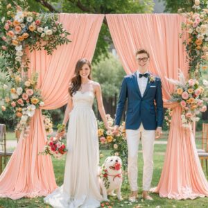 10x10 Peach Backdrop Curtain for Parties Baby Shower Wrinkle Free Peach Photo Curtains Backdrop Drapes Fabric Decoration for Wedding Birthday Party 5ft x 10ft,2 Panels