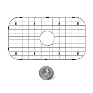 Stainless Steel Sink Protector 26"x14" with Center Drain, Metal Sink Rack for Bottom of Sink, Kitchen Sink Grate and Sink Protectors with Sink Strainer (26" x 14" - Center Drain)