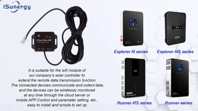 Cloud-Box-M2 WiFi Cloud Remoter Meter Adapter RS485 to WiFi Remote Monitor Communication Wireless Monitoring by Mobile Phone APP for Solar Charge Controller