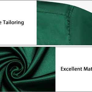 DiBanGu Mens Luxury Shiny Emerald Green Satin Dress Shirts Casual Long Sleeve Inner Contrast Paisley Shirts Wedding Party Prom Shirts