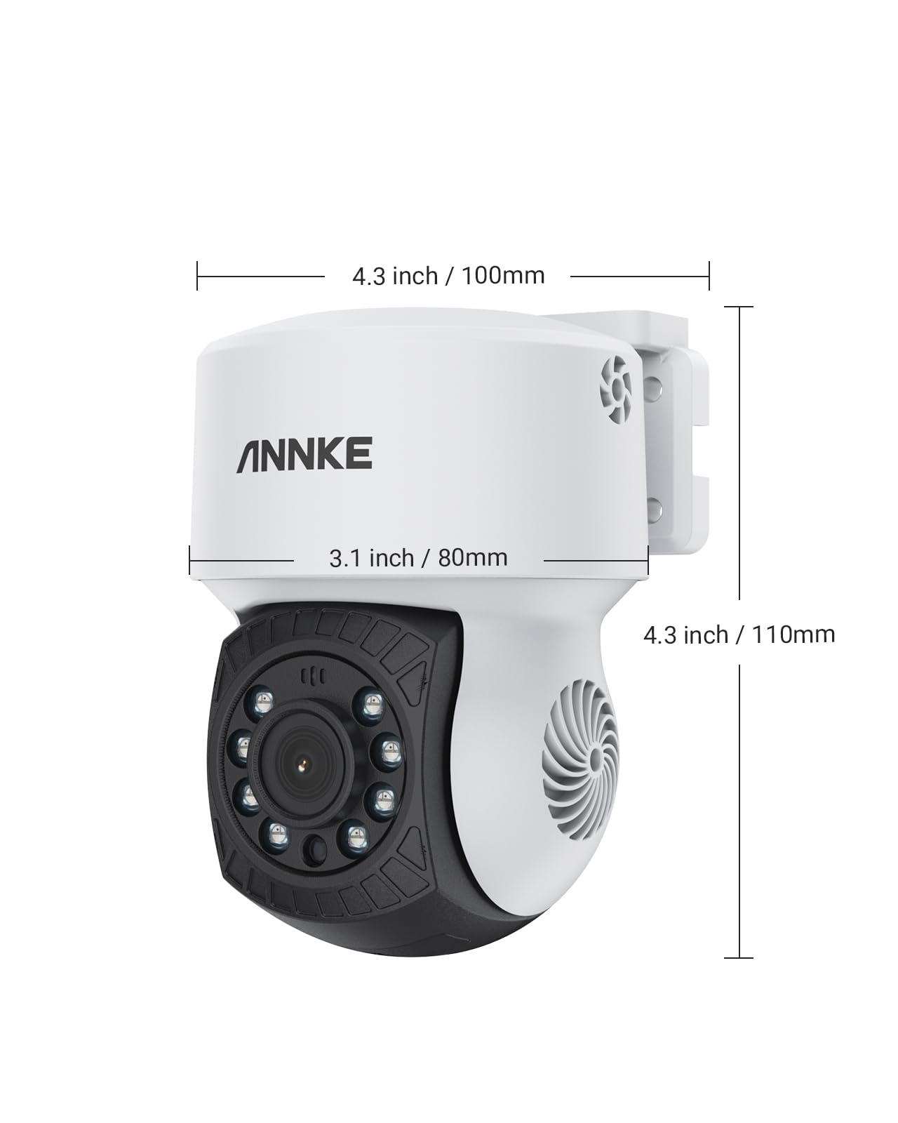 ANNKE 1080P 2MP AHD CCTV Home Surveillance Dome PT Wired Camera with 350° pan and 90° tilt, 100ft IR Night Vision, IP65 Weatherproof Security Add–On Cam for Outdoor Use, Wide Compatibility - APT200