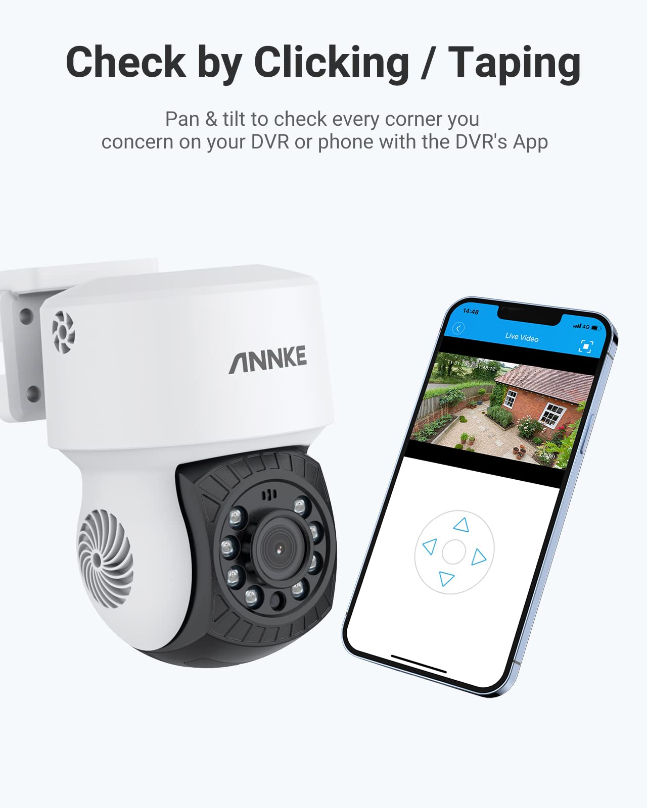 ANNKE 1080P 2MP AHD CCTV Home Surveillance Dome PT Wired Camera with 350° pan and 90° tilt, 100ft IR Night Vision, IP65 Weatherproof Security Add–On Cam for Outdoor Use, Wide Compatibility - APT200