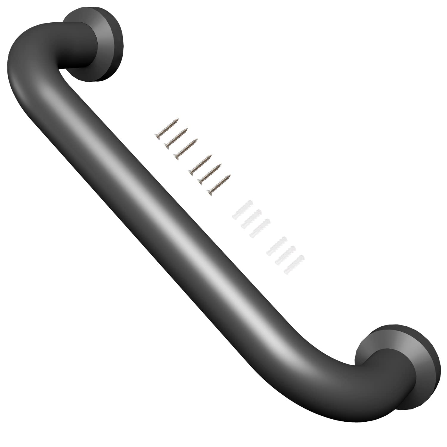 One Pack 12 Inch Matte Black Shower Grab Bar Stainless Steel Safety Hand Rail Support for Showers Bathroom Balance Bar Safety Hand Rail Handicap Bath Handle Senior Assist Bar Home Care Bath Handrail