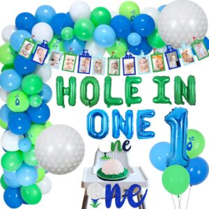 sursurprise golf 1st birthday decorations, hole in one balloon garland arch kit, golf photo banner, one high chair banner for boys first birthday, sports theme party supplies