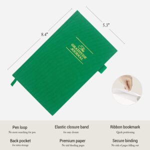 The Gratitude Journal: Just Five Minutes a Day to Inspire Thankfulness, Mindfulness, Positivity, Happiness,Upgraded with Pen Holder, Inner Pocket & Elastic Closure Band (Earth Green)