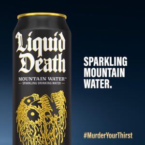 Liquid Death, Sparkling Mountain Water, Real Mountain Source, Natural Minerals & Electrolytes, 8-Pack (King Size 19.2oz Cans)