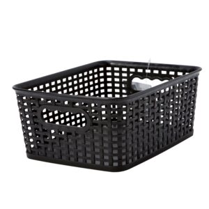 simplify black textile weave medium decorative storage basket