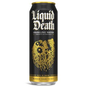 Liquid Death, Sparkling Mountain Water, Real Mountain Source, Natural Minerals & Electrolytes, 8-Pack (King Size 19.2oz Cans)