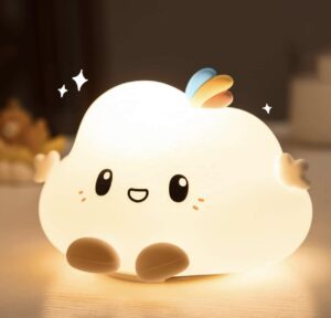 babyboo paris baby night light cloud, nursery decor, babyshower gift, usb rechargeable colorful night light for kids room, silicone led light, changing colors, toddler christmas gifts