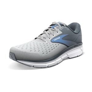 brooks women's dyad 11 running shoe - grey/white/blue - 6.5 wide