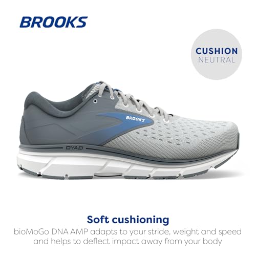 Brooks Women's Dyad 11 Running Shoe - Grey/White/Blue - 6.5 Wide