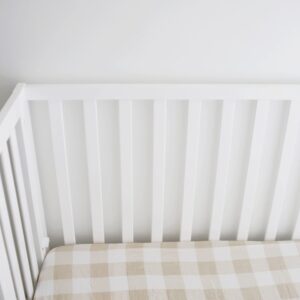 Marlowe & Co Cotton Muslin Crib Sheet, 100% Cotton Muslin Baby Crib Sheets for Standard Size Crib Mattress 28" x 52", Soft and Breathable Neutral Fitted Crib Sheet for Baby Boy and Girl (Gingham)