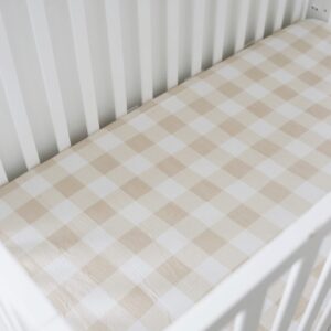 Marlowe & Co Cotton Muslin Crib Sheet, 100% Cotton Muslin Baby Crib Sheets for Standard Size Crib Mattress 28" x 52", Soft and Breathable Neutral Fitted Crib Sheet for Baby Boy and Girl (Gingham)