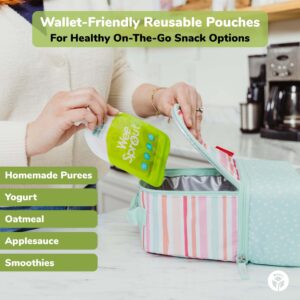 WeeSprout Double Zipper Reusable Food Pouches, Perfect for Babies & Toddlers, Freezer & Dishwasher Safe (Original, 7 Fl Oz + Pouch Filler)