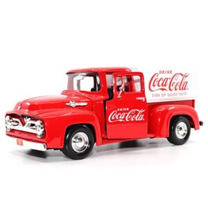 Motor city classics | Coca-Cola 1955 Ford F-100 with Tarpaulin | 1:24 Scale Model Diecast Collectible | 424050