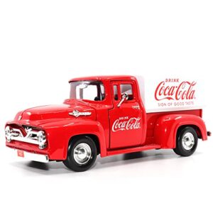 motor city classics | coca-cola 1955 ford f-100 with tarpaulin | 1:24 scale model diecast collectible | 424050