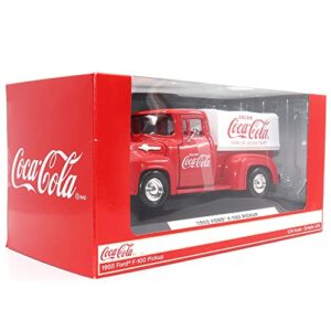 Motor city classics | Coca-Cola 1955 Ford F-100 with Tarpaulin | 1:24 Scale Model Diecast Collectible | 424050