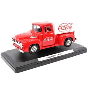 Motor city classics | Coca-Cola 1955 Ford F-100 with Tarpaulin | 1:24 Scale Model Diecast Collectible | 424050