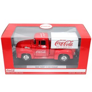 Motor city classics | Coca-Cola 1955 Ford F-100 with Tarpaulin | 1:24 Scale Model Diecast Collectible | 424050