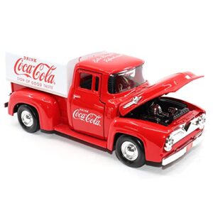 Motor city classics | Coca-Cola 1955 Ford F-100 with Tarpaulin | 1:24 Scale Model Diecast Collectible | 424050