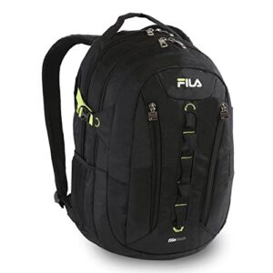 fila vertex tablet and laptop backpack, black/neon, one size