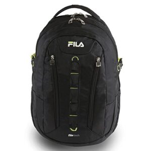 Fila Vertex Tablet and Laptop Backpack, Black/NEON, One Size