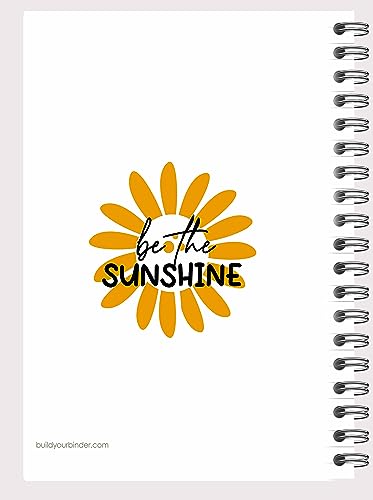 Sunflowers and Sunshine Weekly Planner Organizer, 8.5 x 11 Metal Spiral Bound Ring Binder, 60 pages, Laminated Covers and Rigid Dividers, Undated Allows You To Start Anytime