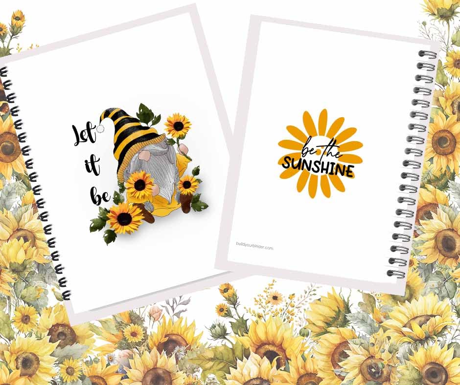 Sunflowers and Sunshine Weekly Planner Organizer, 8.5 x 11 Metal Spiral Bound Ring Binder, 60 pages, Laminated Covers and Rigid Dividers, Undated Allows You To Start Anytime