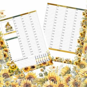 Sunflowers and Sunshine Weekly Planner Organizer, 8.5 x 11 Metal Spiral Bound Ring Binder, 60 pages, Laminated Covers and Rigid Dividers, Undated Allows You To Start Anytime