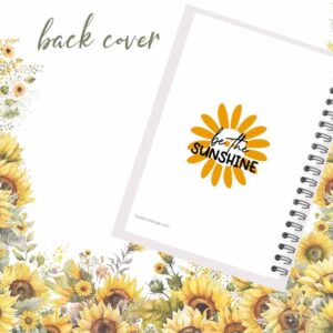 Sunflowers and Sunshine Weekly Planner Organizer, 8.5 x 11 Metal Spiral Bound Ring Binder, 60 pages, Laminated Covers and Rigid Dividers, Undated Allows You To Start Anytime