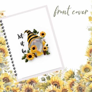 Sunflowers and Sunshine Weekly Planner Organizer, 8.5 x 11 Metal Spiral Bound Ring Binder, 60 pages, Laminated Covers and Rigid Dividers, Undated Allows You To Start Anytime