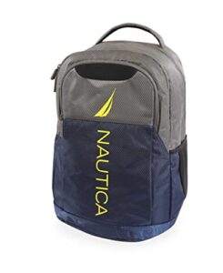 nautica armada laptop backpack, grey/navy, one size
