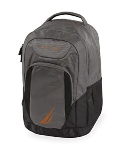 nautica sail laptop backpack, grey/orange, one size