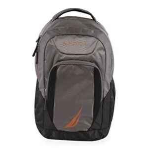 NAUTICA Sail Laptop Backpack, Grey/Orange, One Size