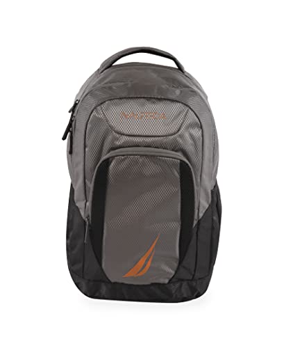 NAUTICA Sail Laptop Backpack, Grey/Orange, One Size