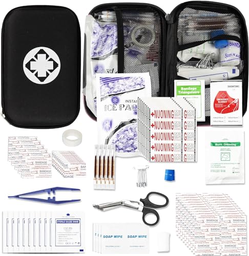 276Pcs First Aid Kit Car Emergency Kit Just in Case Travel First Aid Emergency Road Kit Home Family Outdoor Adventure, Black angel wish