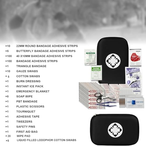 276Pcs First Aid Kit Car Emergency Kit Just in Case Travel First Aid Emergency Road Kit Home Family Outdoor Adventure, Black angel wish