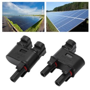 LiebeWH 2PCS Solar T Branch Connector PPE IP68 Waterproof 2 to 1 Photovoltaic Crimp Connector for Solar System Connection