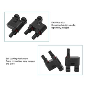 LiebeWH 2PCS Solar T Branch Connector PPE IP68 Waterproof 2 to 1 Photovoltaic Crimp Connector for Solar System Connection