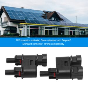 LiebeWH 2PCS Solar T Branch Connector PPE IP68 Waterproof 2 to 1 Photovoltaic Crimp Connector for Solar System Connection