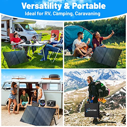 SUNTHYSIS 100W 12V Portable Foldable Solar Panel Kit with 20A PWM Charge Controller + Adjustable Kickstand + Connectors + Suitcase, Starter kit for RV/Camping/Power Station/Smart Phone/Off Grid