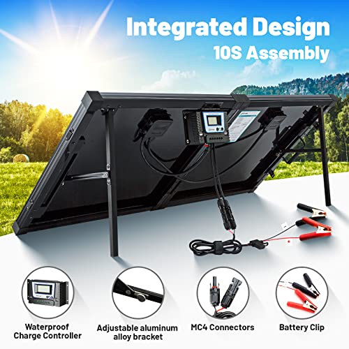 SUNTHYSIS 100W 12V Portable Foldable Solar Panel Kit with 20A PWM Charge Controller + Adjustable Kickstand + Connectors + Suitcase, Starter kit for RV/Camping/Power Station/Smart Phone/Off Grid