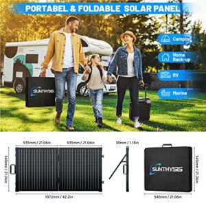 SUNTHYSIS 100W 12V Portable Foldable Solar Panel Kit with 20A PWM Charge Controller + Adjustable Kickstand + Connectors + Suitcase, Starter kit for RV/Camping/Power Station/Smart Phone/Off Grid