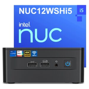 intel nuc 12 pro,latest nuc12wshi5 desktop computer mini pc(12core i5-1240p & 4.4ghz 16gb ram 256gb nvme ssd,iris xe graphics) with vesa mounting bracket, 2xthunderbolt4/wifi6e/bt5.2/8k/win11 pro